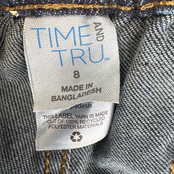Time and Tru jeans women's 8 paperbag wide leg crop belted blue dark wash NEW - Picture 5 of 6